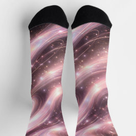 Schwarze und gedämpfte Rosé-Raum-Muster AI-Kunst Socken