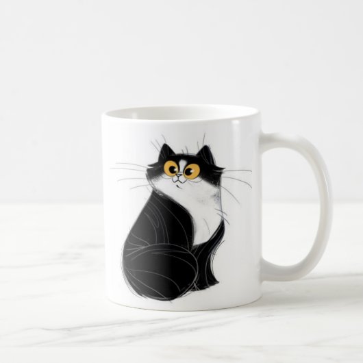 Schwarze und gelbe Augenkatzen-Tasse Kaffeetasse (Rechts)