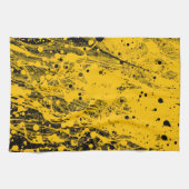Schwarze und gelbe Farbspritzer Geschirrtuch (Horizontal)