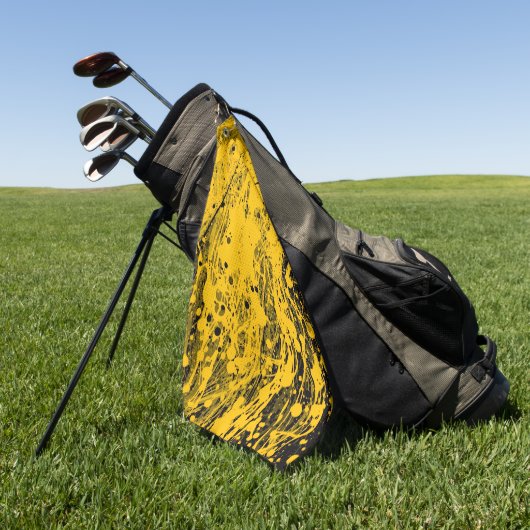 Schwarze und gelbe Farbspritzer Golfhandtuch (Gras)