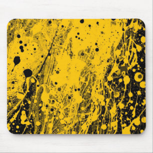 Schwarze und gelbe Farbspritzer Mousepad
