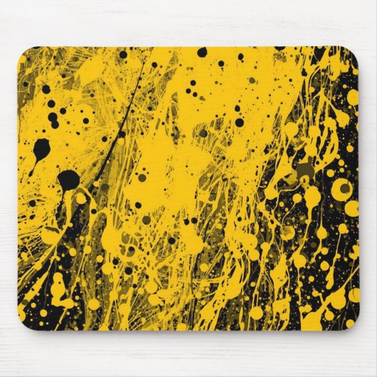 Schwarze und gelbe Farbspritzer Mousepad (Vorne)
