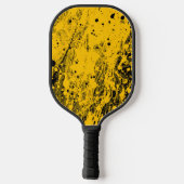 Schwarze und gelbe Farbspritzer Pickleball Schläger (Rückseite)