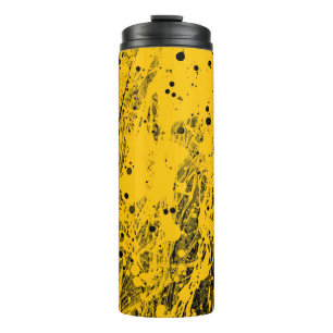 Schwarze und gelbe Farbspritzer Thermosbecher