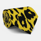 Schwarze und gelbe Leopard-Druck-Haut Krawatte (Gerollt)