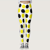Schwarze und gelbe Polka-Punkte Leggings (Vorderseite)