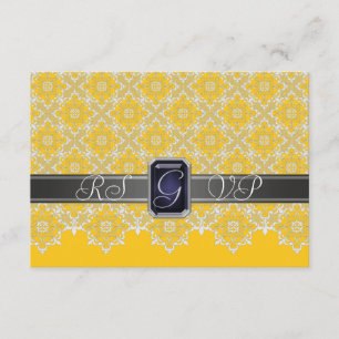 Schwarze und gelbe Spitzen-Juwelen-RSVP-Einladung RSVP Karte