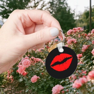 Schwarze und girly rote Lippen Schlüsselanhänger
