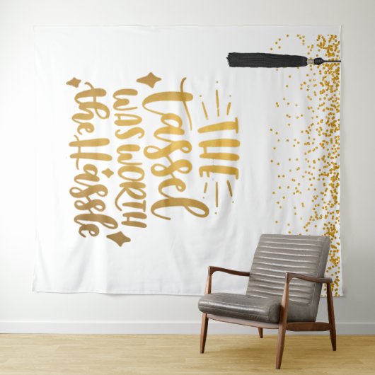 SCHWARZE UND GOLD-ABSCHLUSS-FOTO-BACKDROP-Tapestyl Wandteppich (Beispiel (Horizontal))
