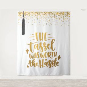 SCHWARZE UND GOLD-ABSCHLUSS-FOTO-BACKDROP-Tapestyl Wandteppich