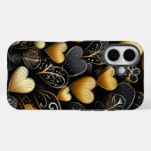 SCHWARZE UND GOLD ABSTRAKTE VALENTINE LIEBE HERZEN Case-Mate iPhone HÜLLE (Rückseite (Horizontal))