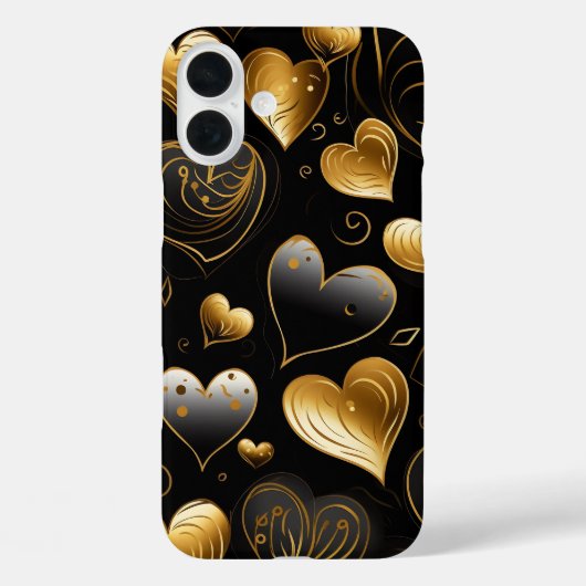 SCHWARZE UND GOLD ABSTRAKTE VALENTINE LIEBE HERZEN Case-Mate iPhone HÜLLE (Rückseite)