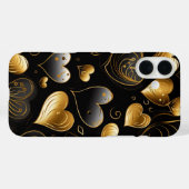 SCHWARZE UND GOLD ABSTRAKTE VALENTINE LIEBE HERZEN Case-Mate iPhone HÜLLE (Rückseite (Horizontal))