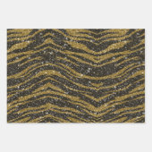 SCHWARZE UND GOLD ALLIGATOR LEOPARD TIGER PATTER GESCHENKPAPIER SET (Vorderseite 3)