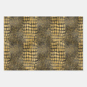 SCHWARZE UND GOLD ALLIGATOR LEOPARD TIGER PATTER GESCHENKPAPIER SET (Vorderseite)