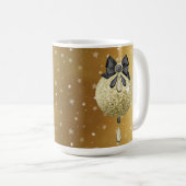 SCHWARZE UND GOLD-CHRISTMAS-ORNAMENTE KAFFEETASSE (VorderseiteRechts)