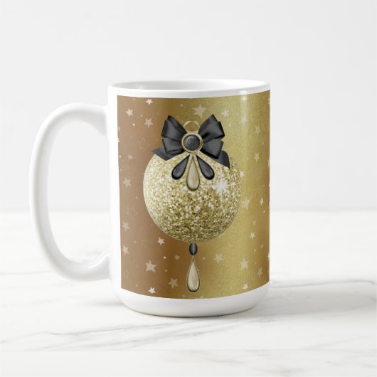 SCHWARZE UND GOLD-CHRISTMAS-ORNAMENTE KAFFEETASSE (Links)