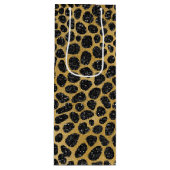 SCHWARZE UND GOLD LEOPARDSPOTS GESCHENKTÜTE FÜR WEINFLASCHEN (Vorderseite)