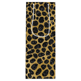 SCHWARZE UND GOLD LEOPARDSPOTS GESCHENKTÜTE FÜR WEINFLASCHEN