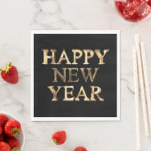 Schwarze und Gold Typografie Frohes Neues Jahr Nap Serviette (Beispiel)