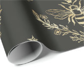 Schwarze und Goldbienen. Geschenkpapier (Rolleneckpunkt)