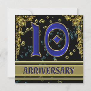 Schwarze und goldene 10-Jahres-Jubiläumsparty Einladung