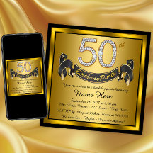 Schwarze und goldene 50. Geburtstagsfeier
