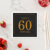 Schwarze und goldene 60. Geburtstagsfeier Serviette (Beispiel)
