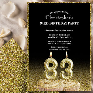 Schwarze und goldene 83. Geburtstagseinladung für  Einladung