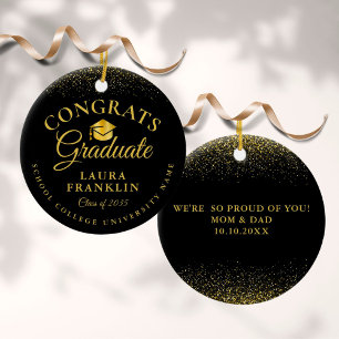 Schwarze und goldene Abschluss-Congratulations Keramik Ornament