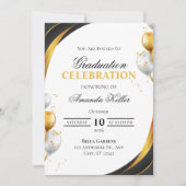 Schwarze und goldene Abschlussfeier Einladung (Vorderseite)
