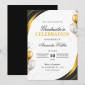 Schwarze und goldene Abschlussfeier Einladung (Vorne/Hinten)