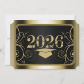 Schwarze und goldene Abschlussfeier Einladung (Vorderseite)