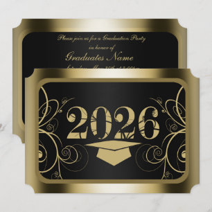 Schwarze und goldene Abschlussfeier Einladung