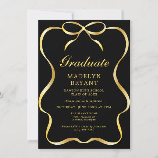 Schwarze und Goldene Abschlussfeier Grad Party Einladung