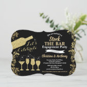 Schwarze und goldene Aktien der Bar-Partei Einladung (Stehend Vorderseite)