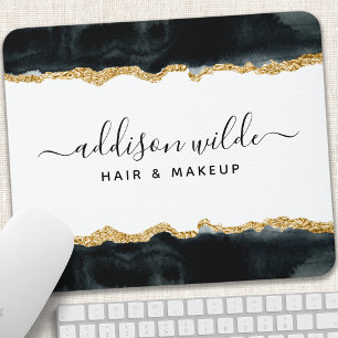 Schwarze und goldene Aquarell-Salon-Unternehmen Mousepad