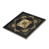 Schwarze und goldene Art Deco Fliese (Seite)