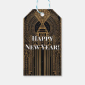 Schwarze und goldene Art Deco Geschenkanhänger (Rückseite)