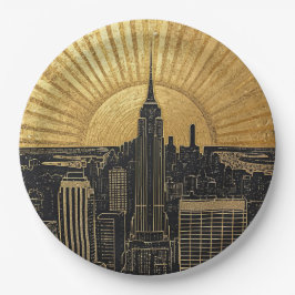 Schwarze und goldene Art Deco-Papier-Servietten Pappteller