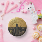 Schwarze und goldene Art Deco Papierplatten Pappteller (Party)