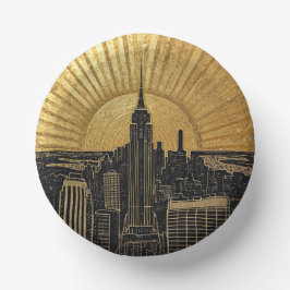 Schwarze und goldene Art Deco Papierplatten Pappteller