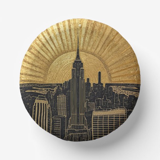 Schwarze und goldene Art Deco Papierplatten Pappteller (Vorderseite)