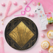 Schwarze und goldene Art Deco Pappteller (Party)