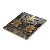 Schwarze und goldene Art Deco Schönheit Fliese (Seite)