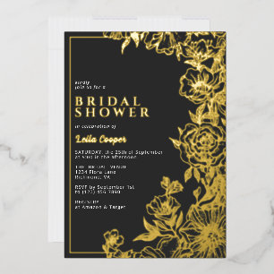 Schwarze und goldene, aufwendige, elegante, launis folieneinladung