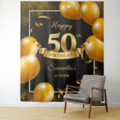 Schwarze und goldene Ballons 50. Geburtstag Wandteppich (Beispiel)