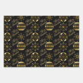 Schwarze und goldene Bauern und Schneeflocken Weih Geschenkpapier Set (Vorderseite 3)