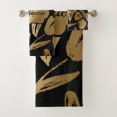 Schwarze und goldene Blume Badhandtuch Set (Insitu)
