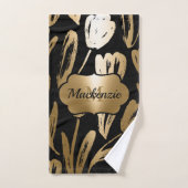 Schwarze und goldene Blume Badhandtuch Set (Handtuch)